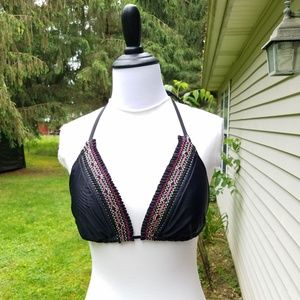 Mossimo black embroidered boho stringBikini top